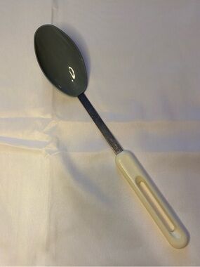 Vintage Bonny USA Cooking Spoon Blue White Plastic Metal
